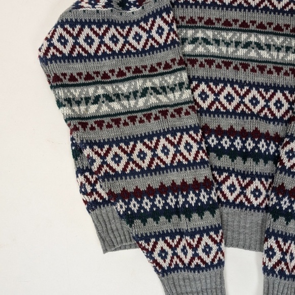 80's Knit Crew Neck Fishermen Cable Abstract Long Sleeve - Picture 3 of 7